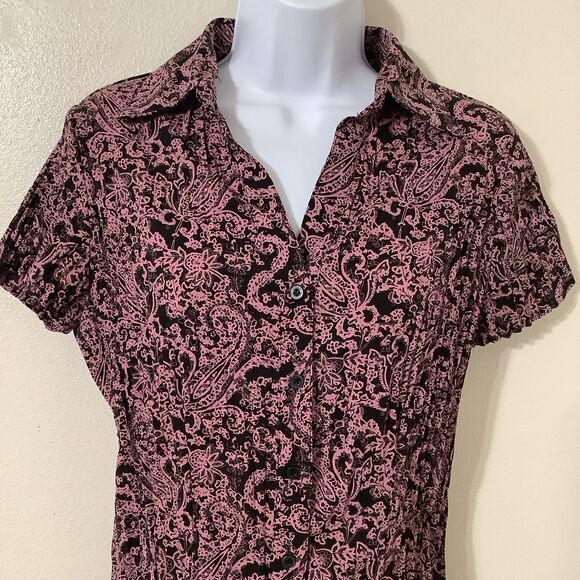 Vintage Y2K Fairycore Whimsical Boho Casual Fairy Crinkle Button Up Shirt Small - Picture 2 of 7